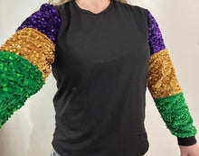 Load image into Gallery viewer, Adult Mardi Gras Sequin Mom &amp; Me Matching Top
