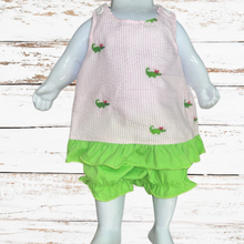 Load image into Gallery viewer, Girls Custom Gator Embroidered Seersucker
